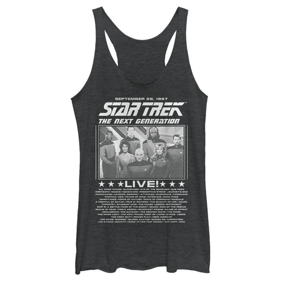 Women's Star Trek: The Next Generation Concert Poster Racerback Tank Top Black Heather Medium