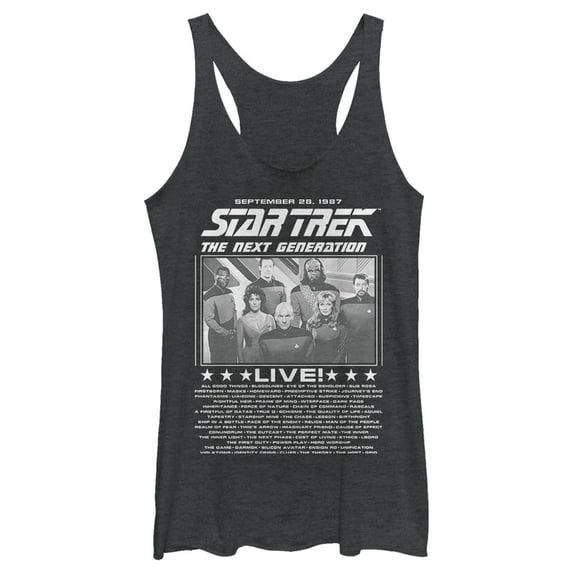 Women's Star Trek: The Next Generation Concert Poster Racerback Tank Top Black Heather X Large