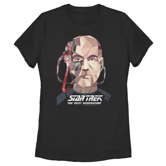 Women's Star Trek: The Next Generation Geometric Captain Jean Luc Picard Borg Graphic Tee Black Small