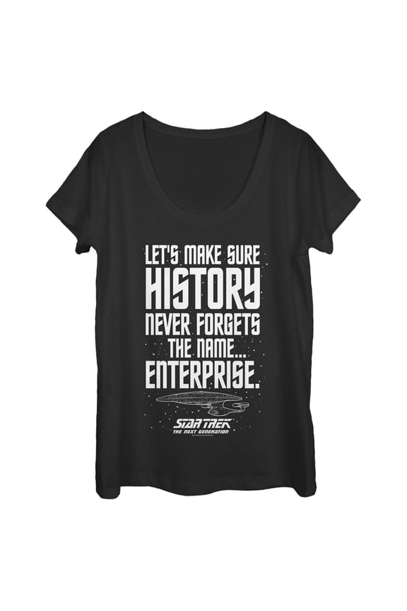 Women's Star Trek: The Next Generation Let's Make Sure History Never Forgets The USS Enterprise Scoop Neck Black Large