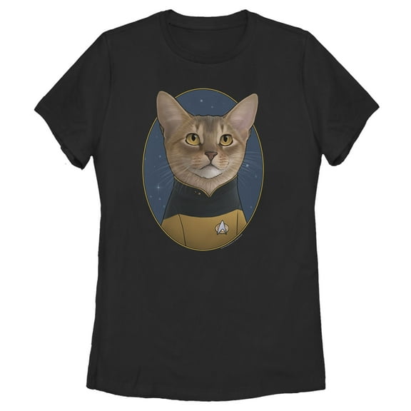 Women's Star Trek: The Next Generation Lieutenant Barclay Cat Graphic Tee Black Medium