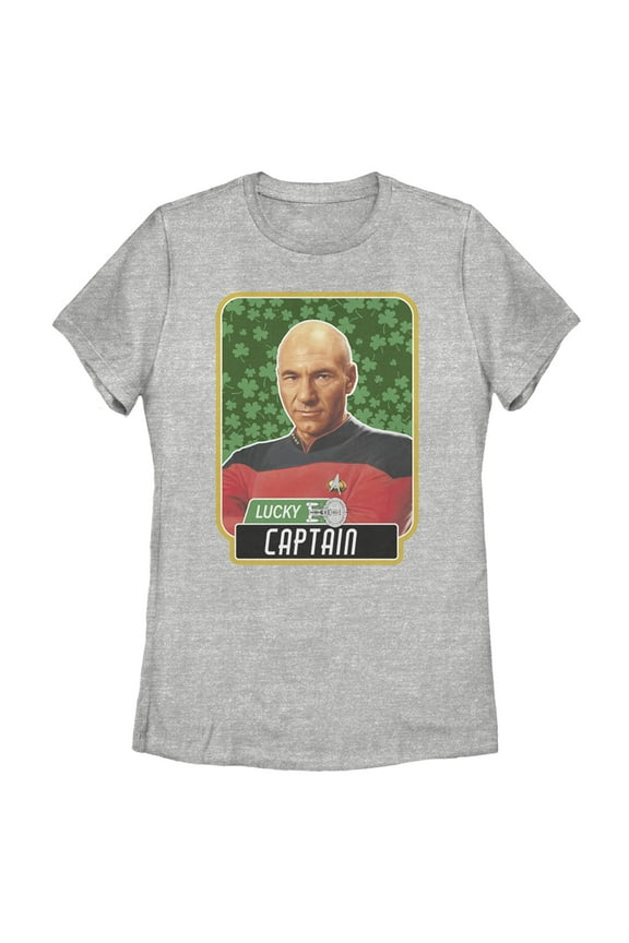 Women's Star Trek: The Next Generation St. Patrick's Day Lucky Captain Picard  Graphic Tee Athletic Heather Large