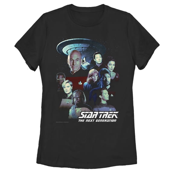 Women's Star Trek: The Next Generation Starfleet Classic Color Crew Poster Graphic Tee Black Small