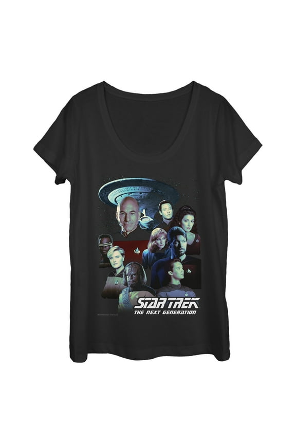 Women's Star Trek: The Next Generation Starfleet Classic Color Crew Poster  Scoop Neck Black Small