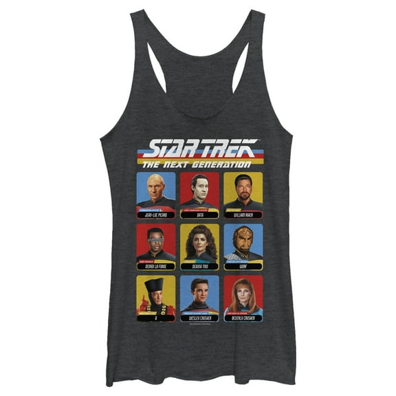 Women's Star Trek: The Next Generation Starfleet Crew Portraits Playing Cards Frame  Racerback Tank Top Black Heather X Large