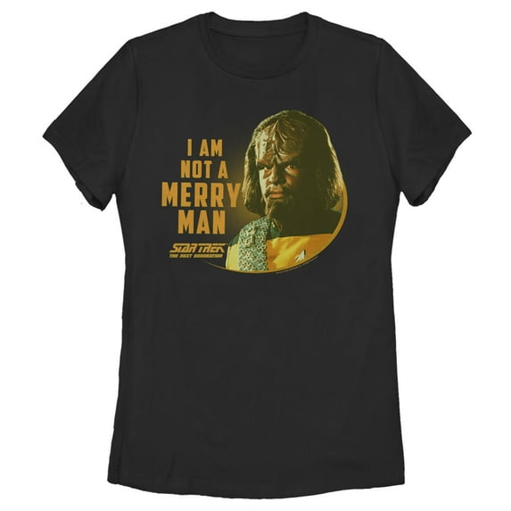 Women's Star Trek: The Next Generation Worf I Am Not a Merry Man Graphic Tee Black Large