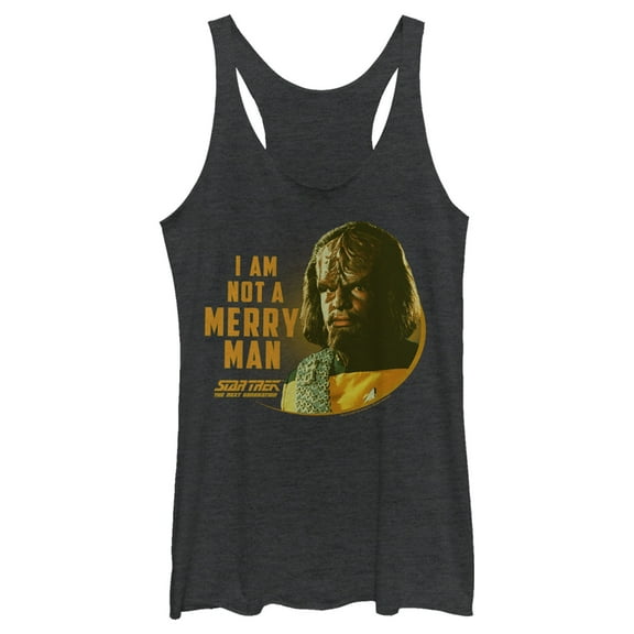 Women's Star Trek: The Next Generation Worf I Am Not a Merry Man  Racerback Tank Top Black Heather X Large