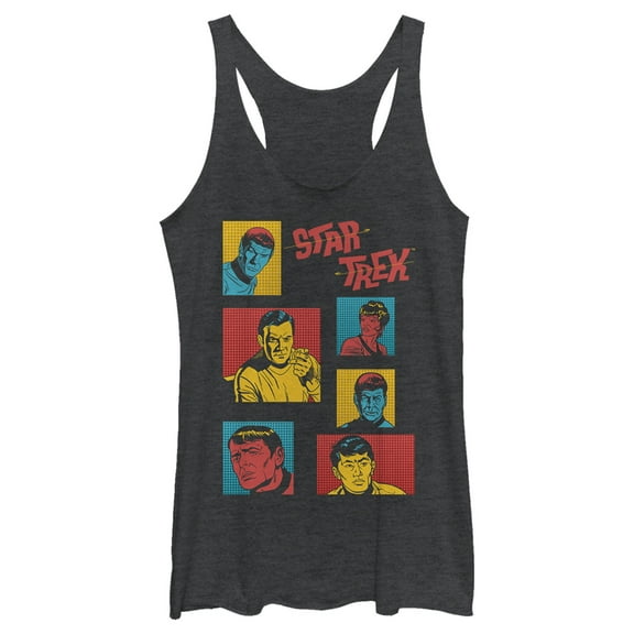 Women's Star Trek: The Original Series Retro Character Squares  Racerback Tank Top Black Heather Large