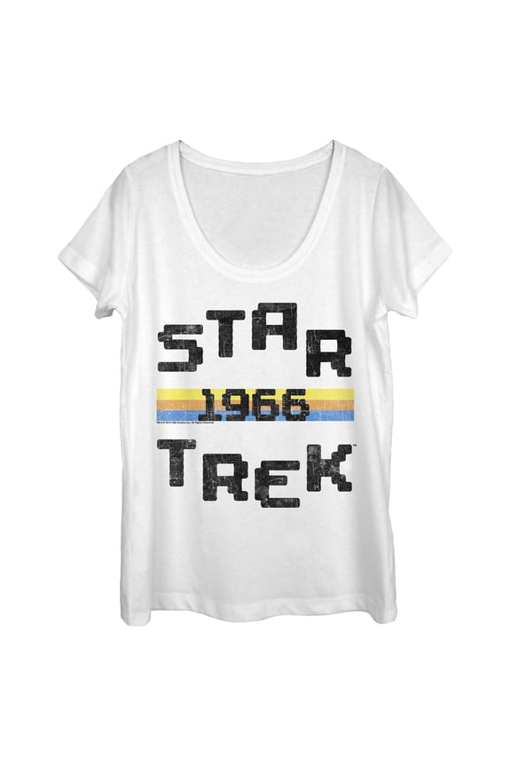Women's Star Trek: The Original Series Retro Pixel 1966 Scoop Neck White 2X Large
