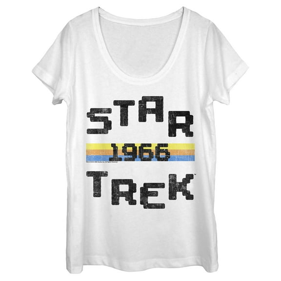 Women's Star Trek: The Original Series Retro Pixel 1966  Scoop Neck White Large