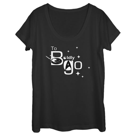 Women's Star Trek: The Original Series To Boldly Go Shine  Scoop Neck Black Medium
