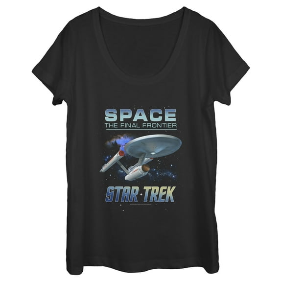 Women's Star Trek: The Original Series USS Enterprise Space The Final Frontier  Scoop Neck Black Medium
