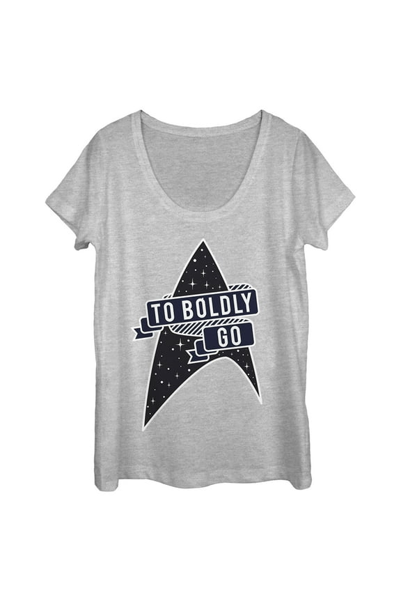 Women's Star Trek To Boldly Go Starfleet  Scoop Neck Athletic Heather Small