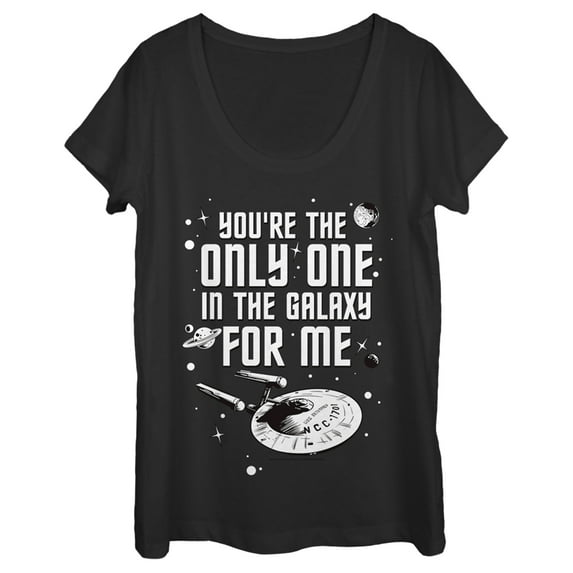 Women's Star Trek Valentine's Day Your The Only One In The Galaxy For Me Scoop Neck Black Large