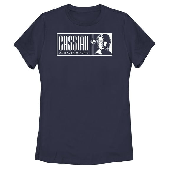 Women's Star Wars: Andor Boxed Up Rebel Hero Cassian Graphic Tee Navy Blue X Large