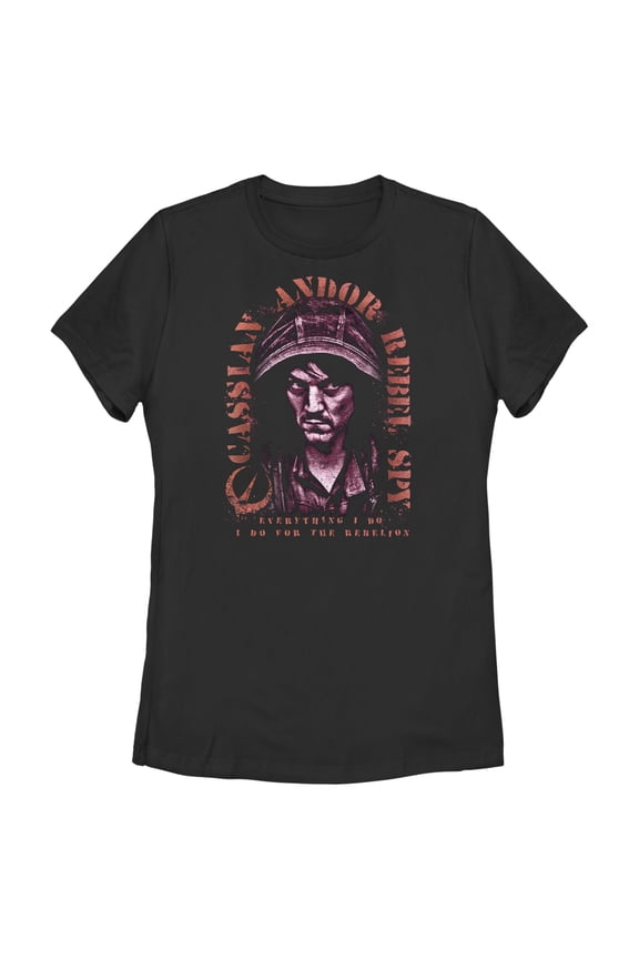 Women's Star Wars: Andor Rebel Hero Cassian Everything I Do Graphic Tee Black Small