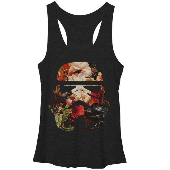 Women's Star Wars Blooming Stormtrooper Racerback Tank Top Black Heather Small