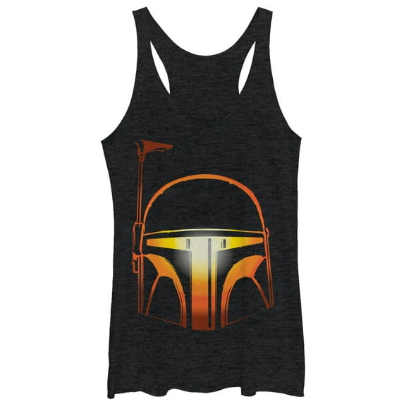 Women's Star Wars Boba Fett Halloween Jack-O'-Lantern Racerback Tank Top Black Heather Medium