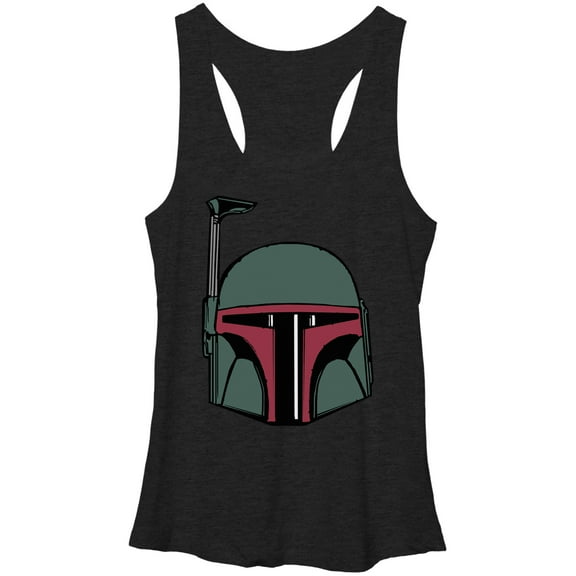 Women's Star Wars Boba Fett Helmet  Racerback Tank Top Black Heather Large