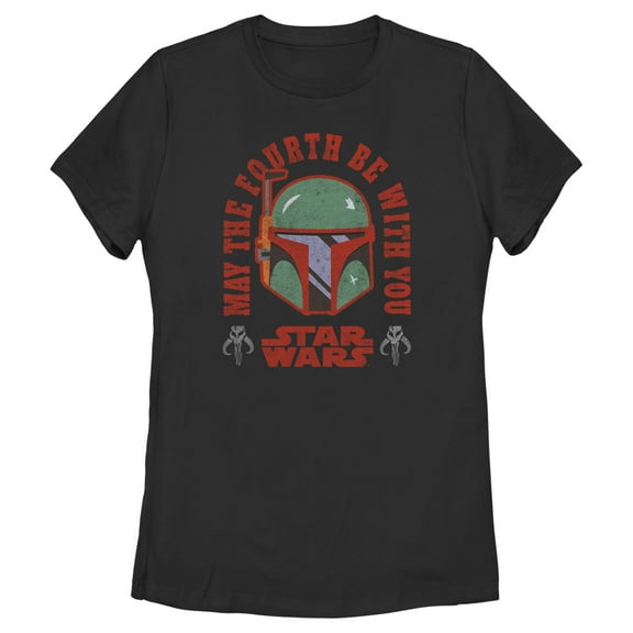 Women's Star Wars Boba Fett May the Fourth Be With You Graphic Tee Black Small