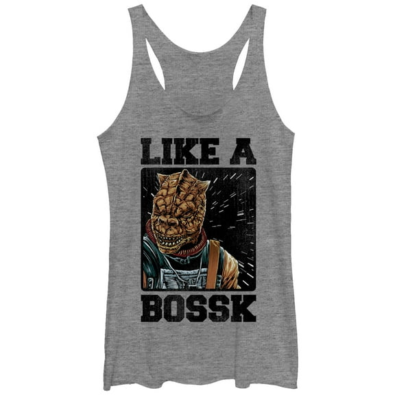 Women's Star Wars Bounty Hunter Like a Bossk  Racerback Tank Top Gray Heather Medium