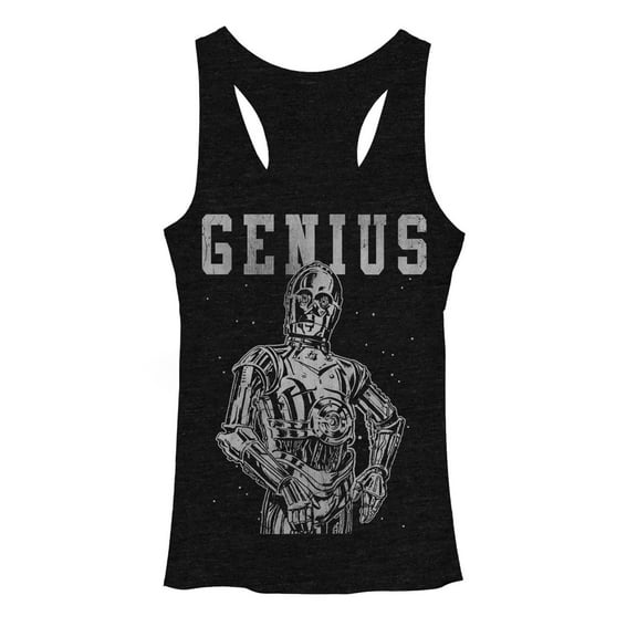 Women's Star Wars C-3PO Genius  Racerback Tank Top Black Heather Small