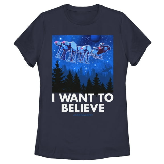 Women's Star Wars Christmas AT-AT Reindeer  Graphic Tee Navy Blue Medium