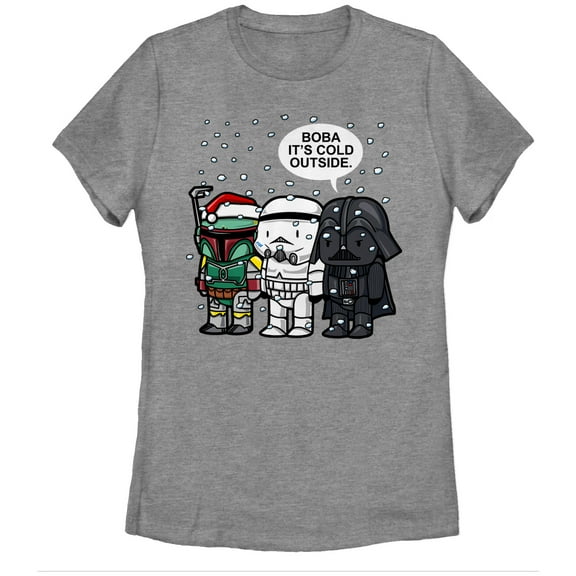 Women's Star Wars Christmas Boba It's Cold Outside  Graphic Tee Athletic Heather Medium