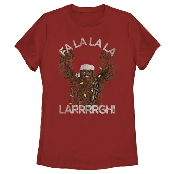 Women's Star Wars Christmas Chewie Fa La La  Graphic Tee Red Large