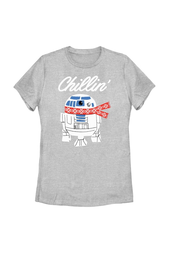 Women's Star Wars Christmas Chillin R2-D2 Graphic Tee Athletic Heather 2X Large