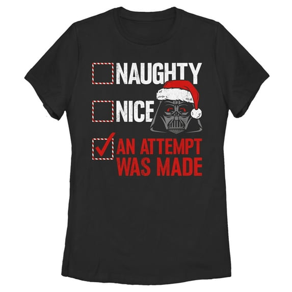 Women's Star Wars Christmas Vader Attempt Made Graphic Tee Black X Large