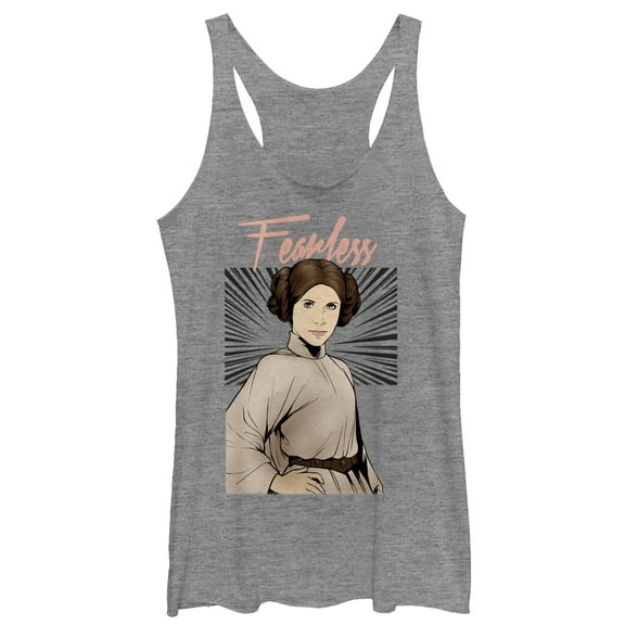 Women's Star Wars Classic Princess Leia Fearless Racerback Tank Top Gray Heather X Small