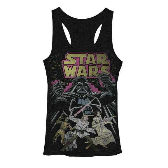 Women's Star Wars Comic Cover  Racerback Tank Top Black Heather Large