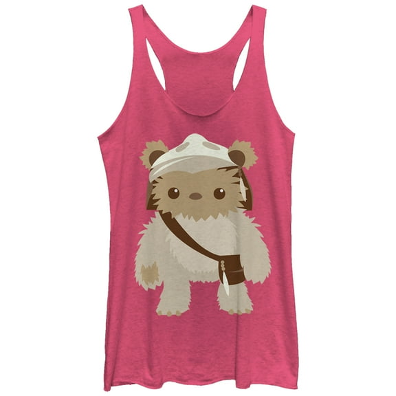 Women's Star Wars Cute Cartoon Ewok  Racerback Tank Top Pink Heather Small