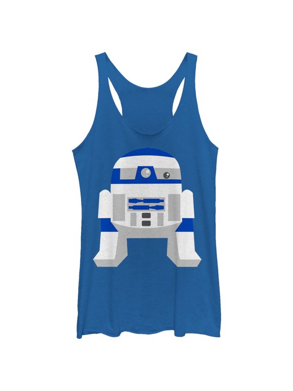 Women's Star Wars Cute Cartoon R2-D2 Racerback Tank Top Royal Blue Heather Large
