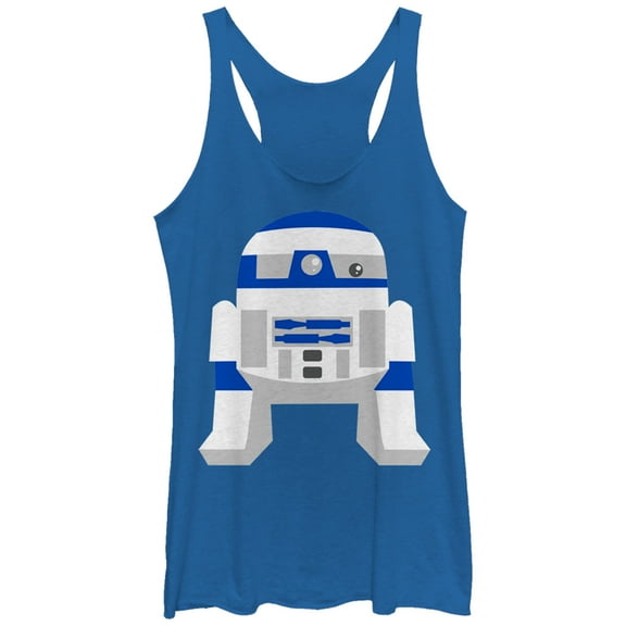 Women's Star Wars Cute Cartoon R2-D2 Racerback Tank Top Royal Blue Heather Medium