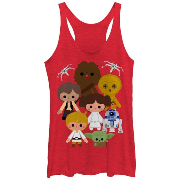 Women's Star Wars Cute Cartoon Rebels Racerback Tank Top Red Heather Medium