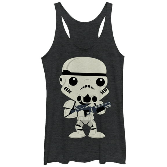 Women's Star Wars Cute Cartoon Stormtrooper  Racerback Tank Top Black Heather Small