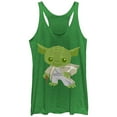 thumbnail image 1 of Women's Star Wars Cute Cartoon Yoda Racerback Tank Top Envy Green Large, 1 of 3