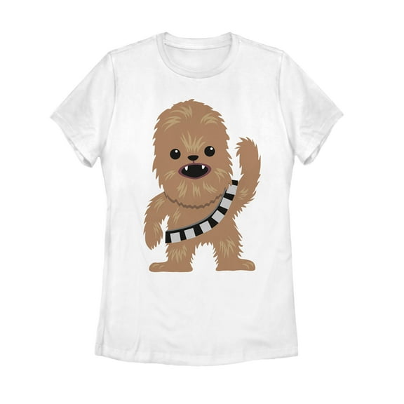 Women's Star Wars Cute Chewbacca Cartoon  Graphic Tee White X Large