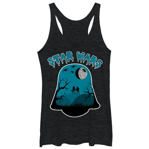 Women's Star Wars Darth Vader Helmet Halloween Racerback Tank Top Black Heather Large