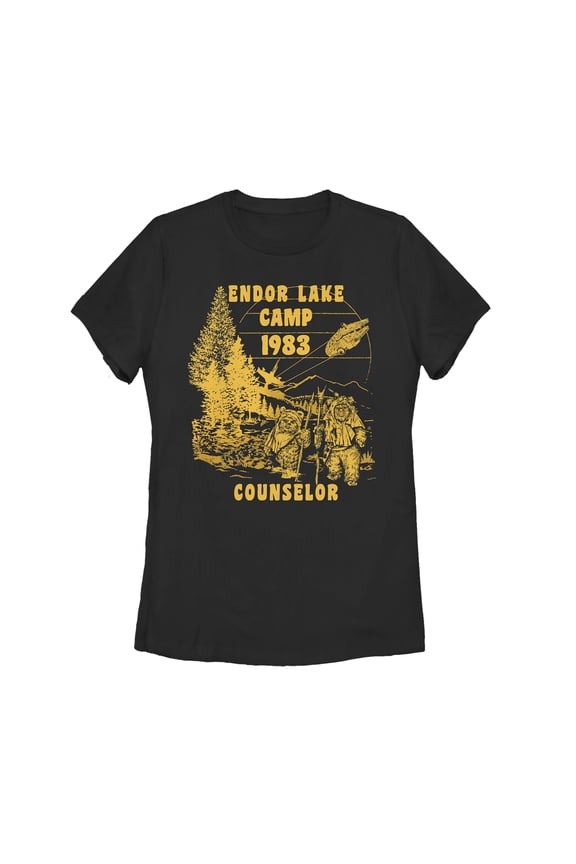Women's Star Wars Endor Lake Ewok Counselor  Graphic Tee Black Small