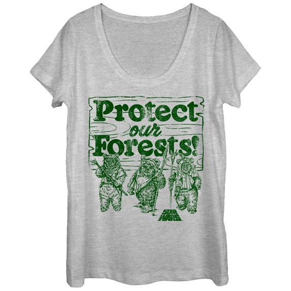 Women's Star Wars Ewok Protect Our Forests Scoop Neck Athletic Heather Large