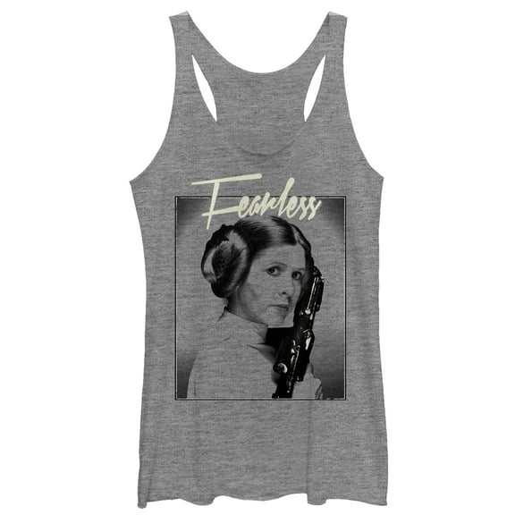 Women's Star Wars Fearless Princess Leia  Racerback Tank Top Gray Heather 2X Large