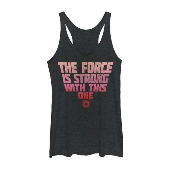 Women's Star Wars Force is Strong With This One Racerback Tank Top Black Heather Medium