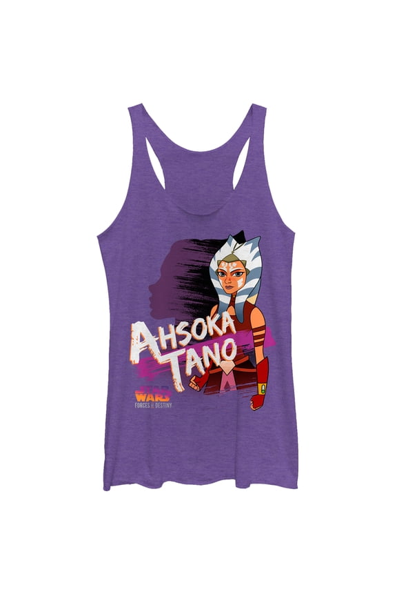 Women's Star Wars: Forces of Destiny Ahsoka Shadow Racerback Tank Top Purple Heather Small