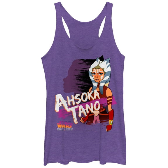 Women's Star Wars: Forces of Destiny Ahsoka Shadow Racerback Tank Top Purple Heather X Small