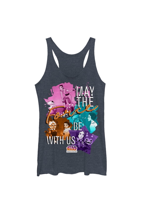 Women's Star Wars: Forces of Destiny Force With You Racerback Tank Top Navy Blue Heather Medium