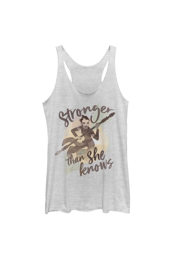 Women's Star Wars: Forces of Destiny Rey Stronger Racerback Tank Top White Heather Medium