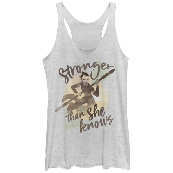Women's Star Wars: Forces of Destiny Rey Stronger Racerback Tank Top White Heather Small